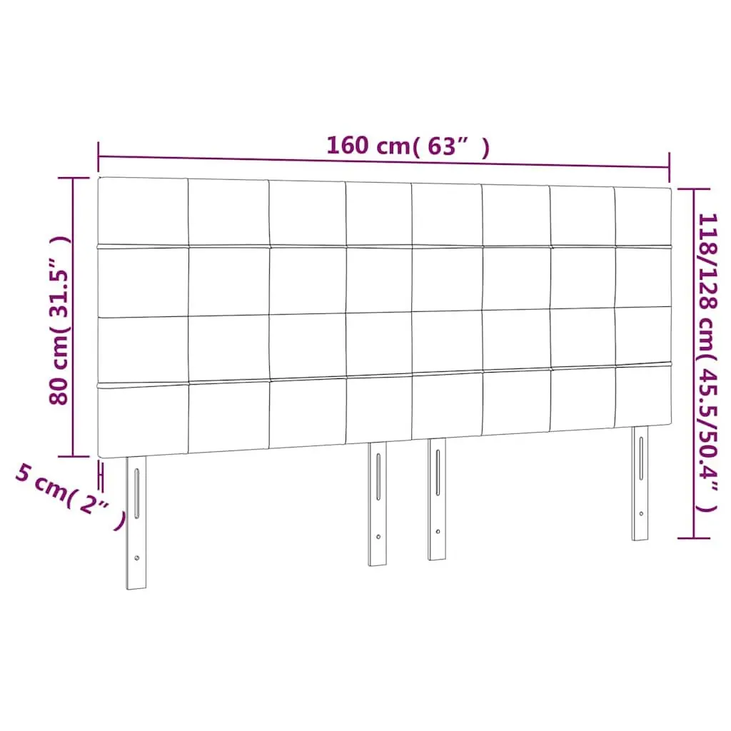 LED Headboard Modern Adjustable Height 160cm Black Fabric