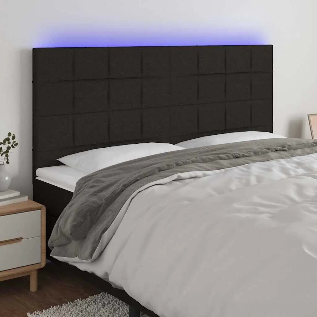 Black Fabric LED Headboard Adjustable Height 200cm for Bedroom