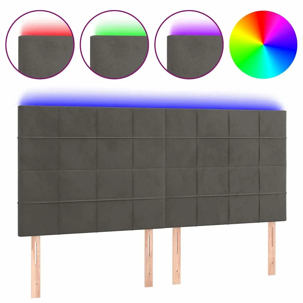 LED Headboard Grey Velvet 160cm with Adjustable Colourful Lights