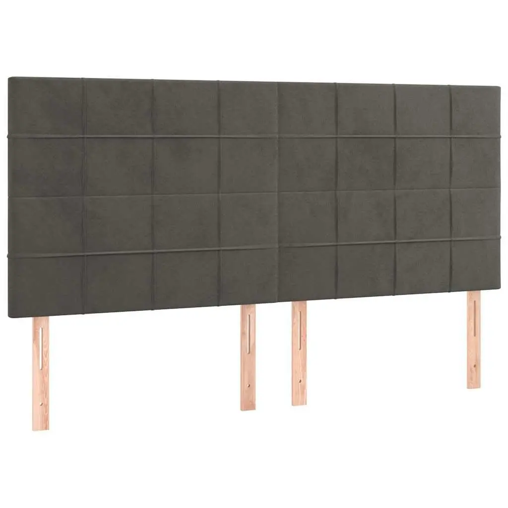 LED Headboard Grey Velvet 160cm with Adjustable Colourful Lights