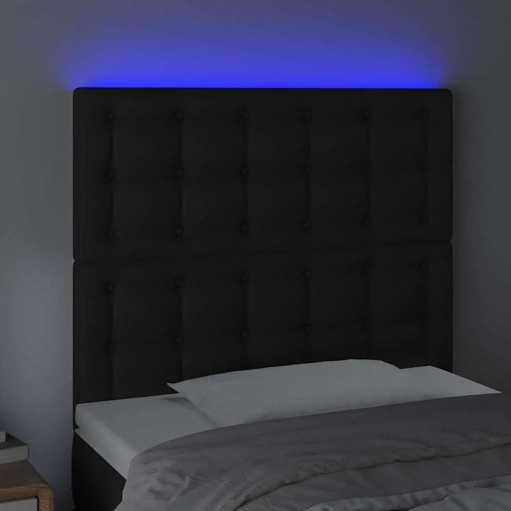LED Headboard Adjustable Colourful Lighting 80 cm Black Faux Leather Wall Mount