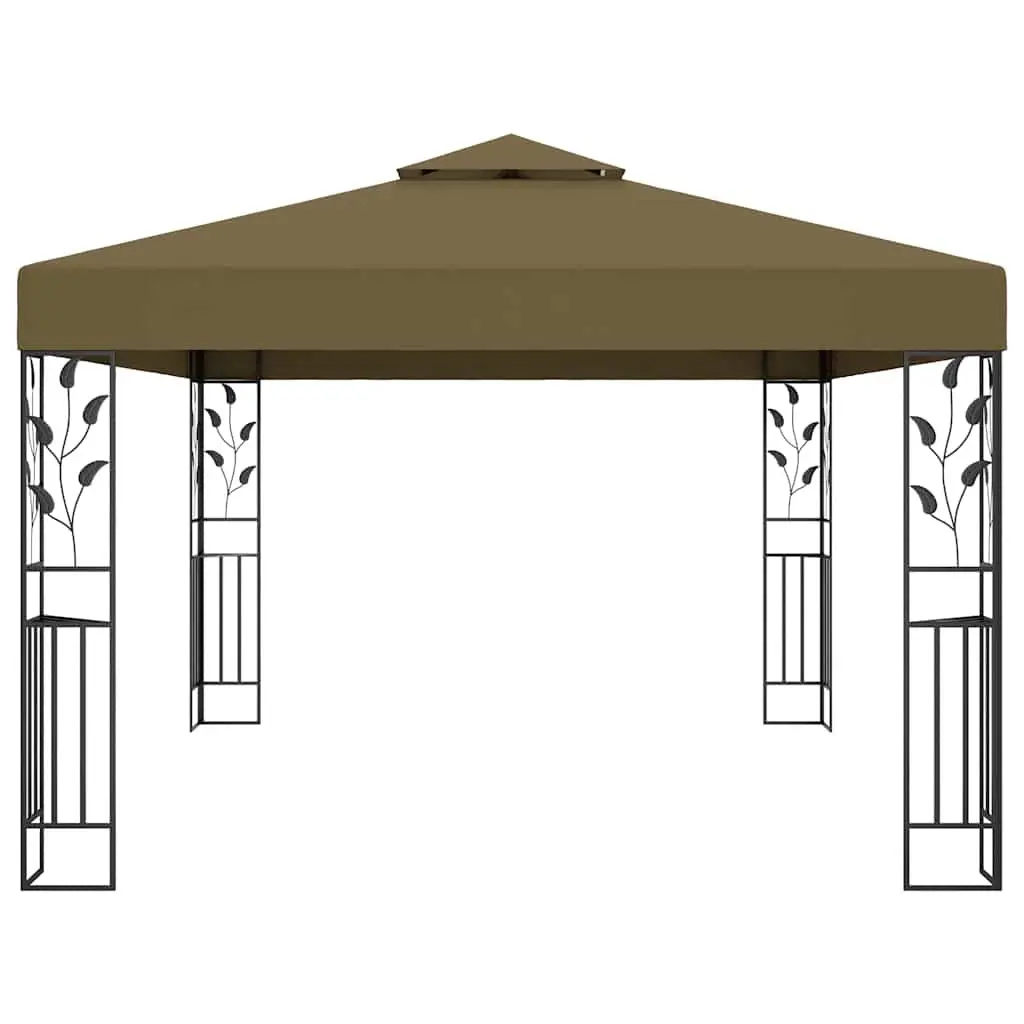 Outdoor Gazebo with Removable Cover Double Roof 3x4m Taupe Canopy