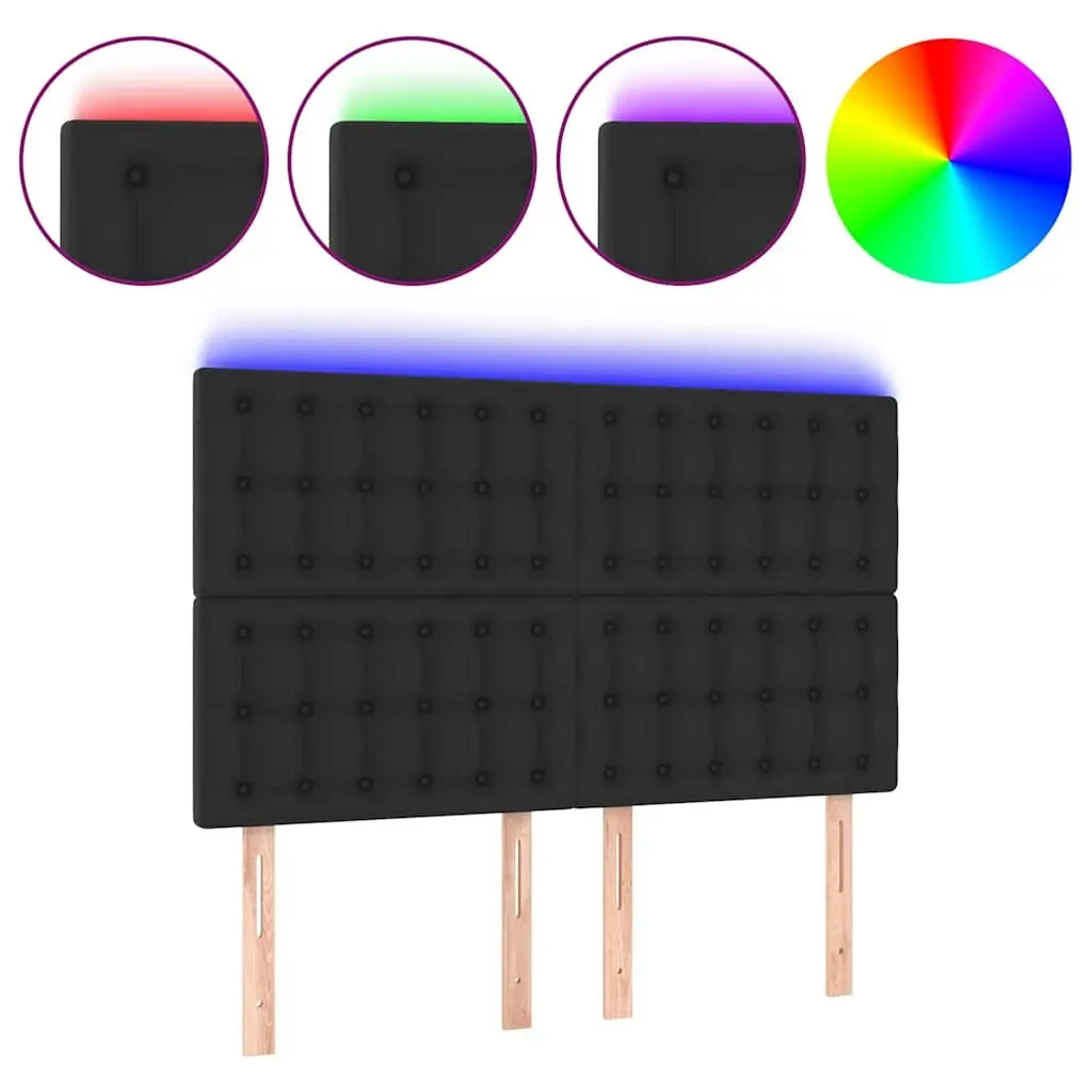 LED Headboard Modern Faux Leather 144cm with Adjustable Coloured LED Lights