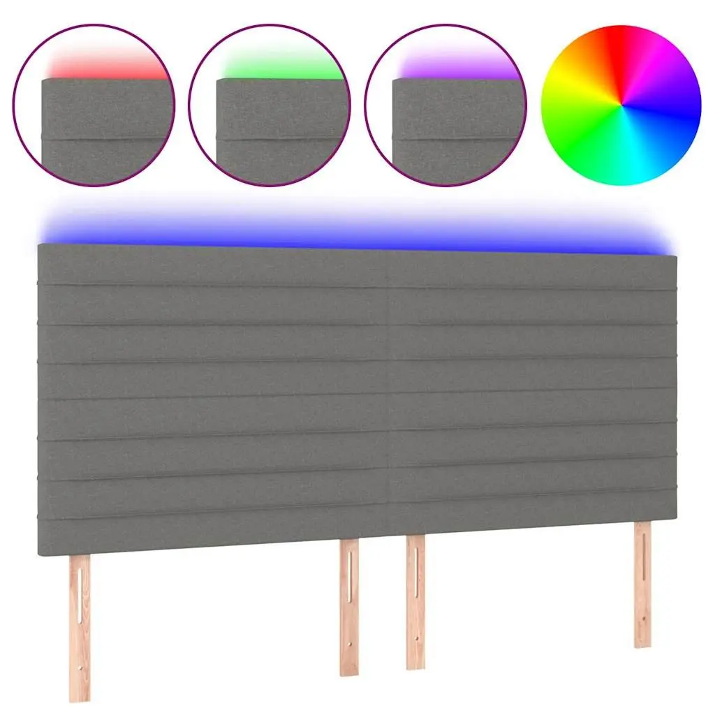 LED Headboard 200cm Dark Grey Fabric Bedroom Wall Mount Adjustable Height Back