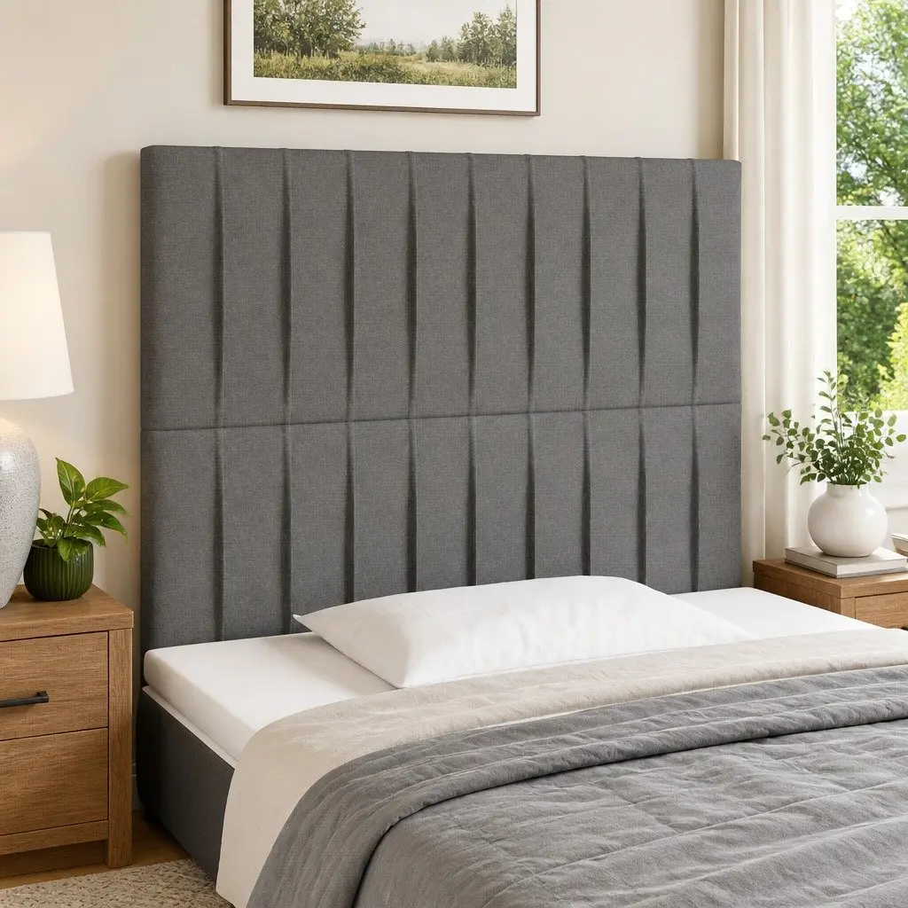 LED Headboard Adjustable Height 80cm Grey Fabric with Colourful Lights