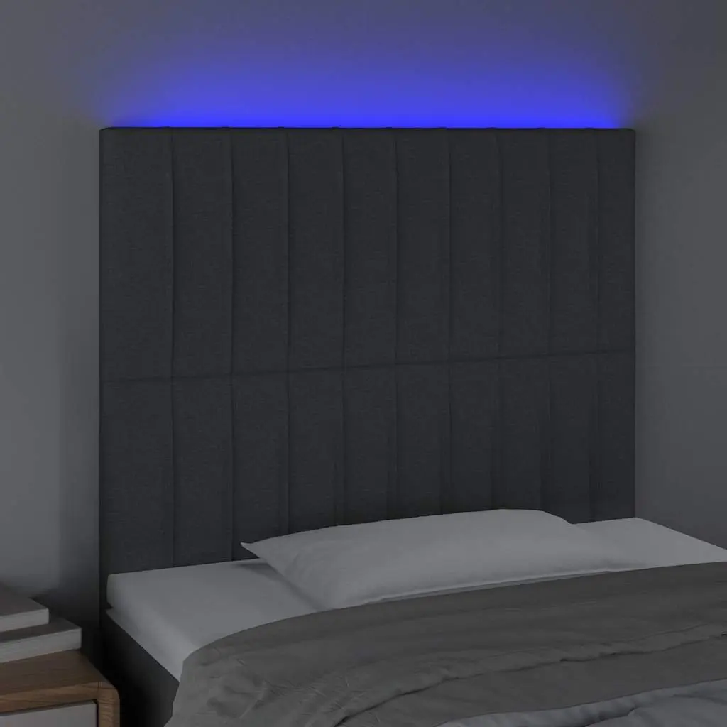 LED Headboard Adjustable Height 80cm Grey Fabric with Colourful Lights