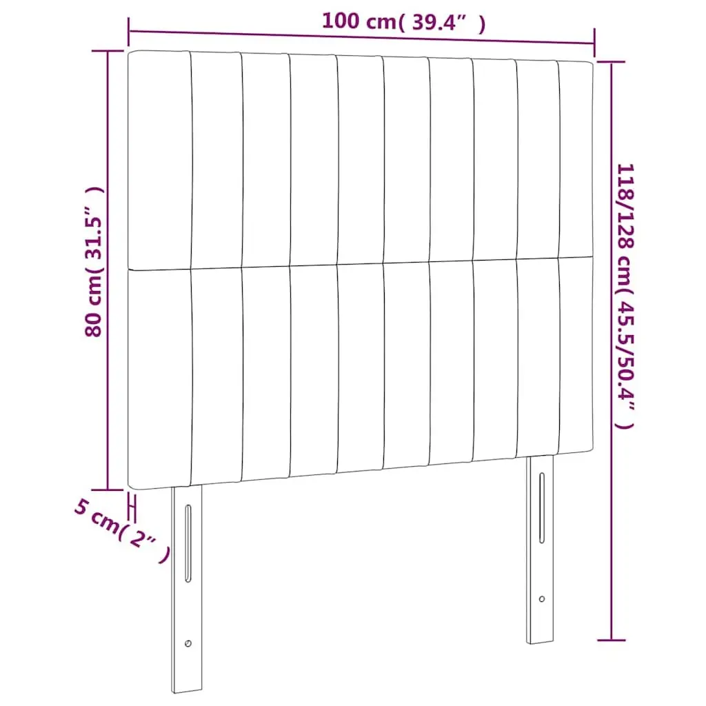 LED Headboard 100cm Grey Fabric Adjustable Height Modern Bedroom Back Support