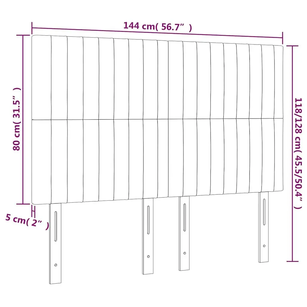 Adjustable Height Dark Grey Fabric LED Headboard 144cm with Colorful Lighting