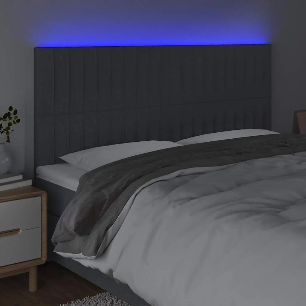 LED Headboard Adjustable Height Dark Grey 160cm Fabric Bed Backrest