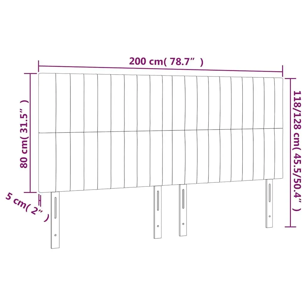 LED Headboard 200cm Dark Grey Fabric Modern Bedroom Adjustable Height
