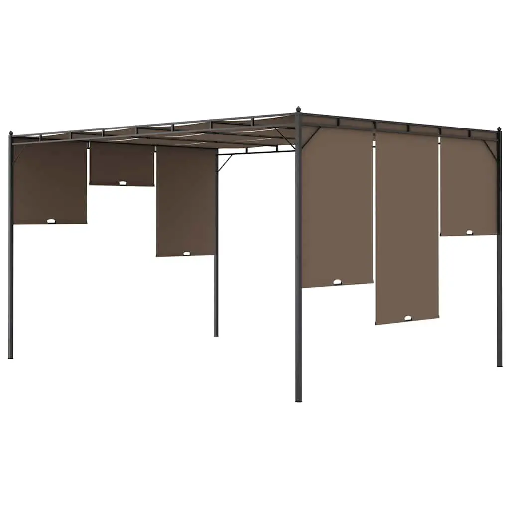 Garden Gazebo Outdoor Shelter Canopy Steel Frame 4x3m Taupe