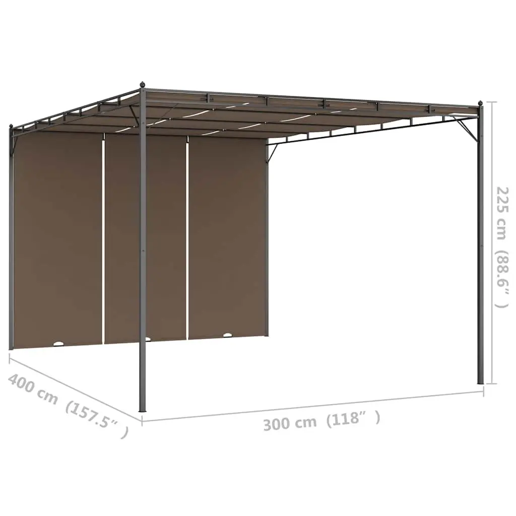 Garden Gazebo Outdoor Shelter Canopy Steel Frame 4x3m Taupe