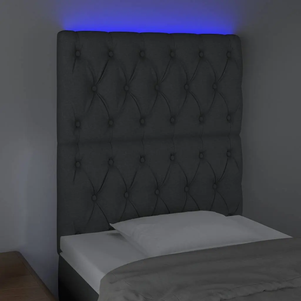 LED Headboard Dark Grey Fabric 80cm with Adjustable Colourful Lights