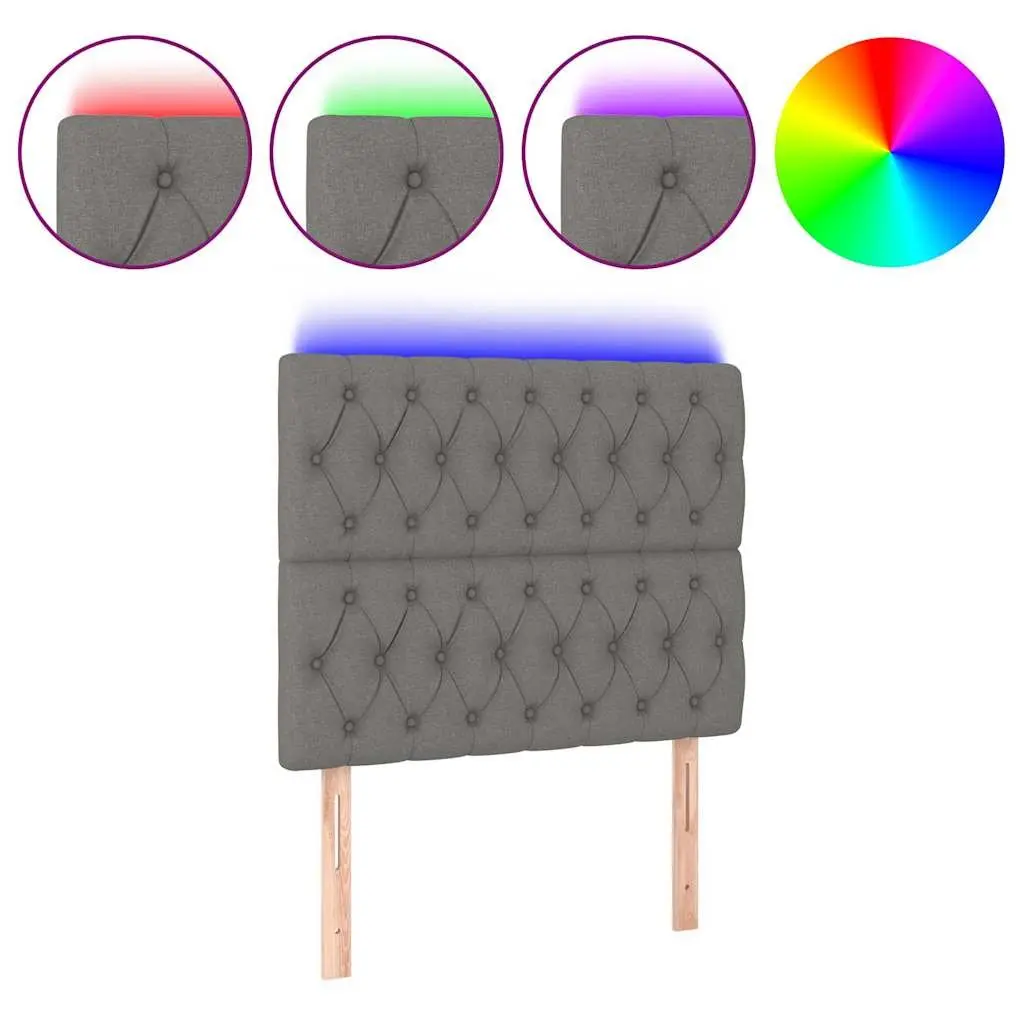 LED Headboard Grey Fabric 100cm Adjustable Height