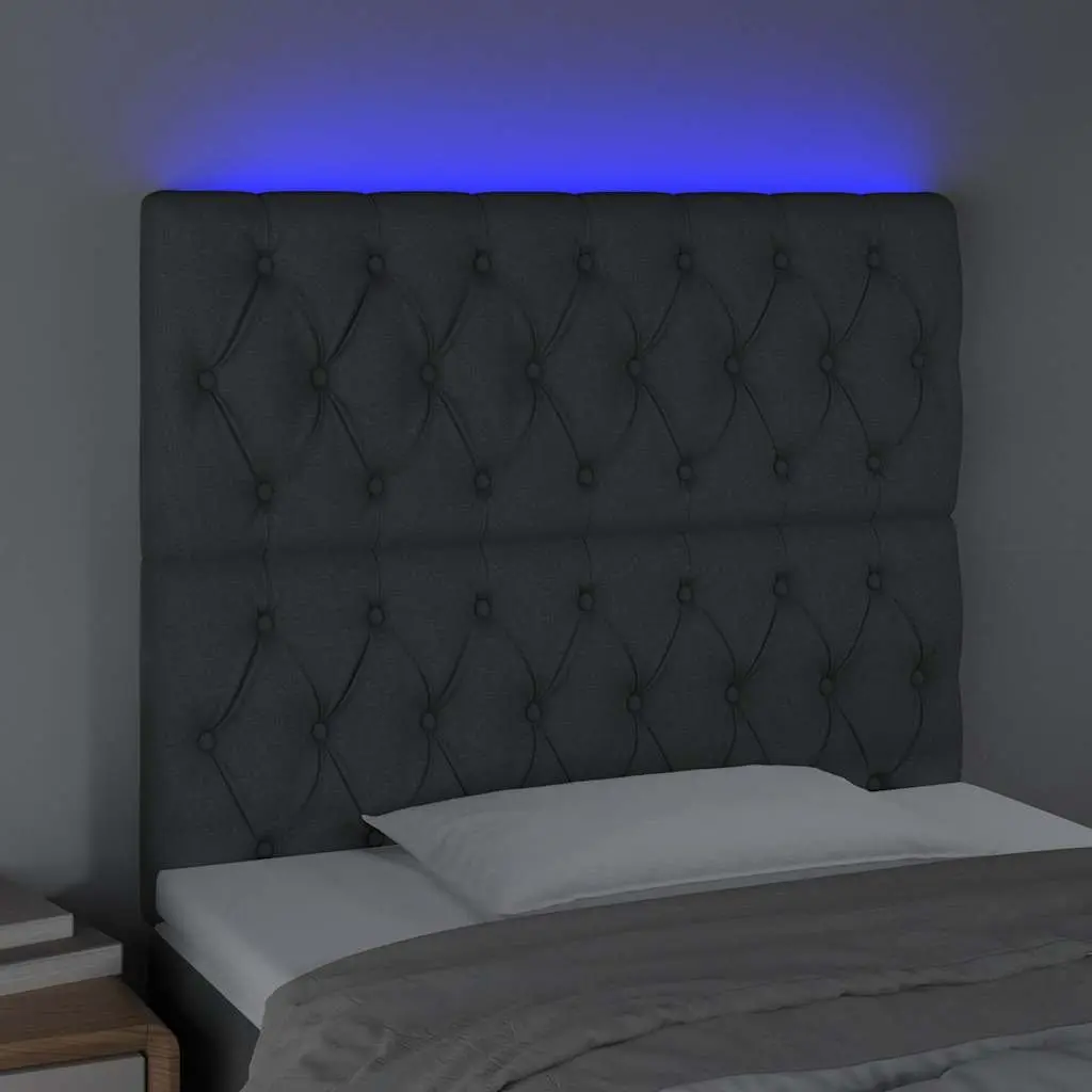 LED Headboard Grey Fabric 100cm Adjustable Height