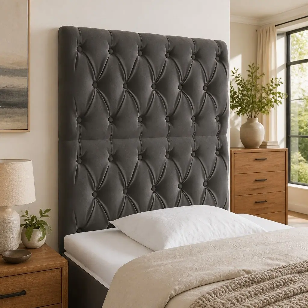 LED Headboard 80 cm Velvet Bed Frame Upholstered Backrest Modern Bedroom