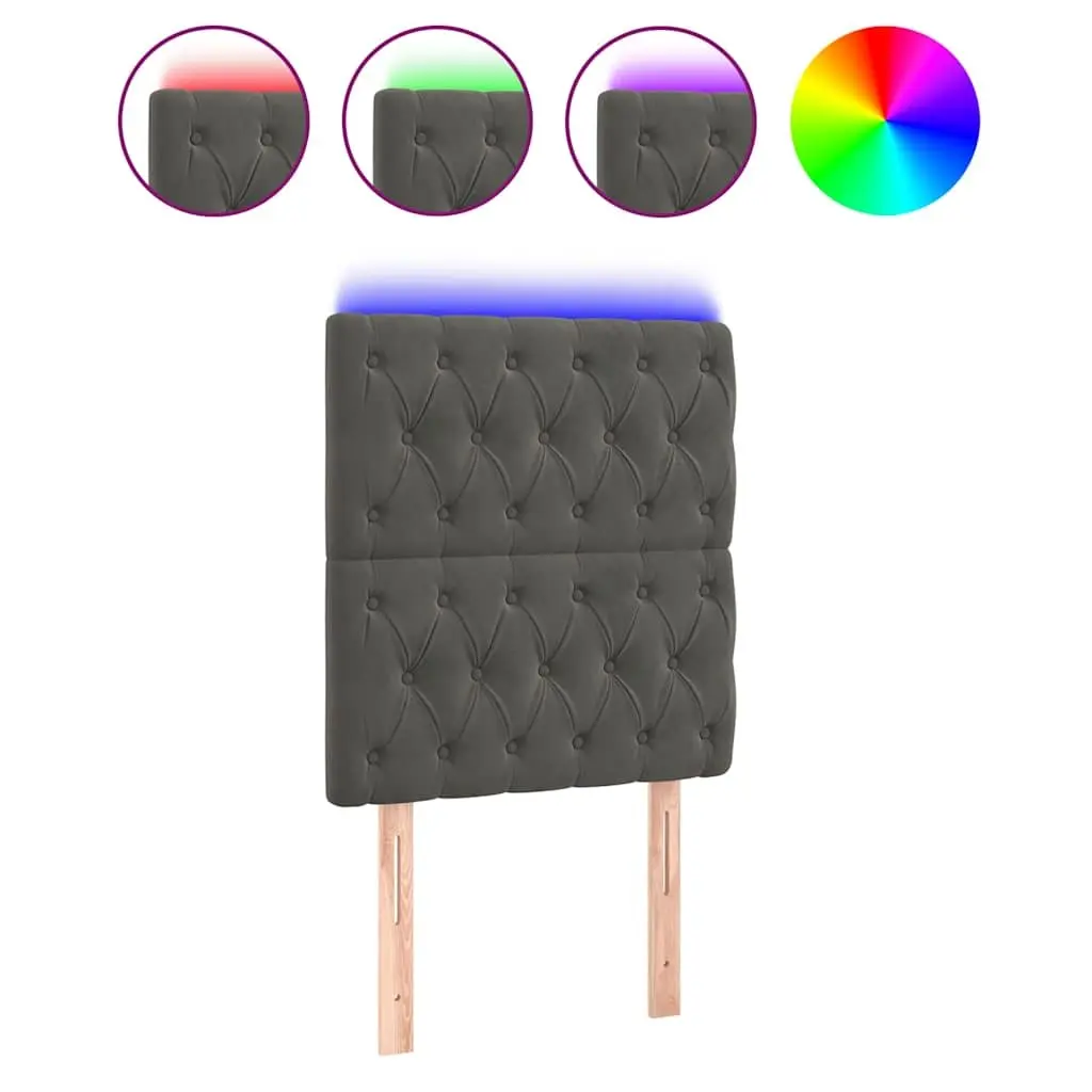 LED Headboard 80 cm Velvet Bed Frame Upholstered Backrest Modern Bedroom