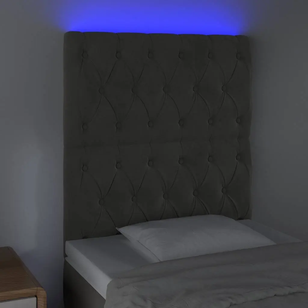 LED Headboard 80 cm Velvet Bed Frame Upholstered Backrest Modern Bedroom