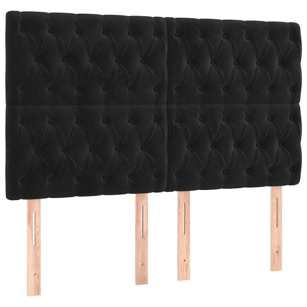 LED Headboard Velvet Black 160 cm Adjustable Colourful Lights Modern Bedroom Furniture