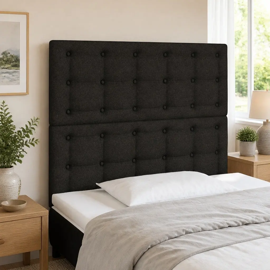 LED Headboard Modern Black Fabric 80cm Adjustable Height