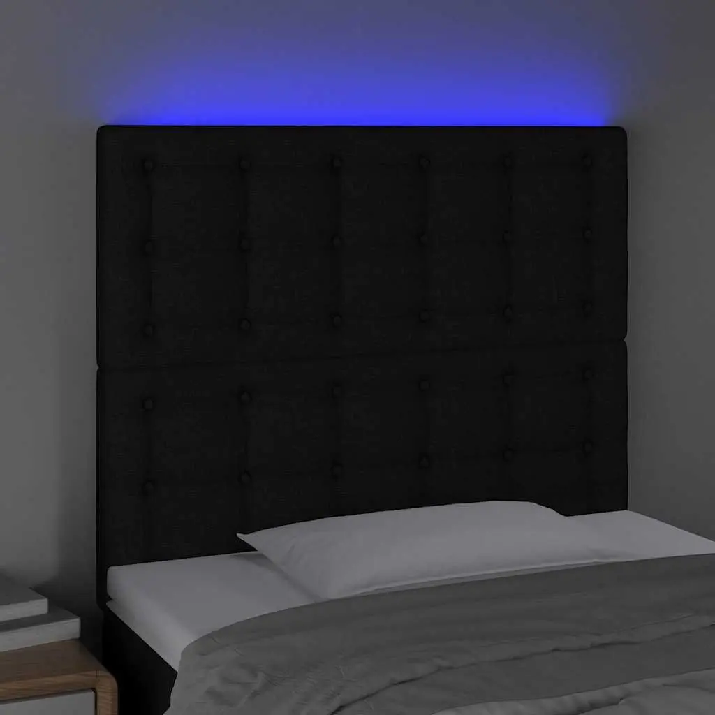 LED Headboard Modern Black Fabric 80cm Adjustable Height