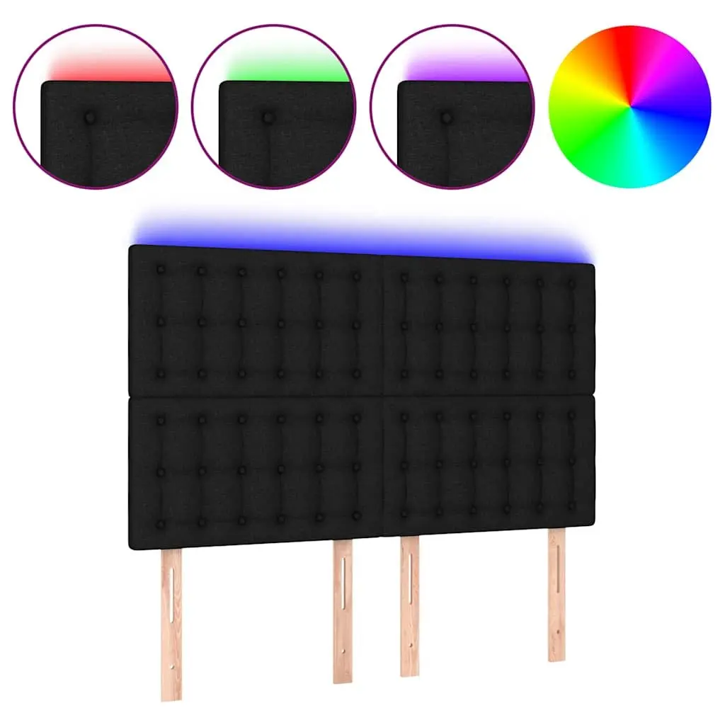 LED Headboard 144cm Black Fabric Adjustable Height Backrest Bedroom Furniture