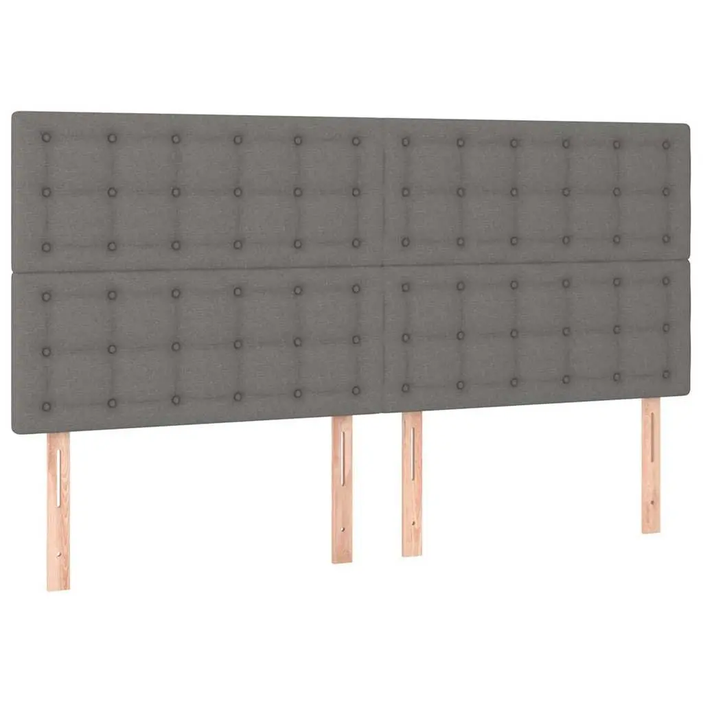 LED Headboard Grey Fabric 200cm Adjustable Height Wall Mount