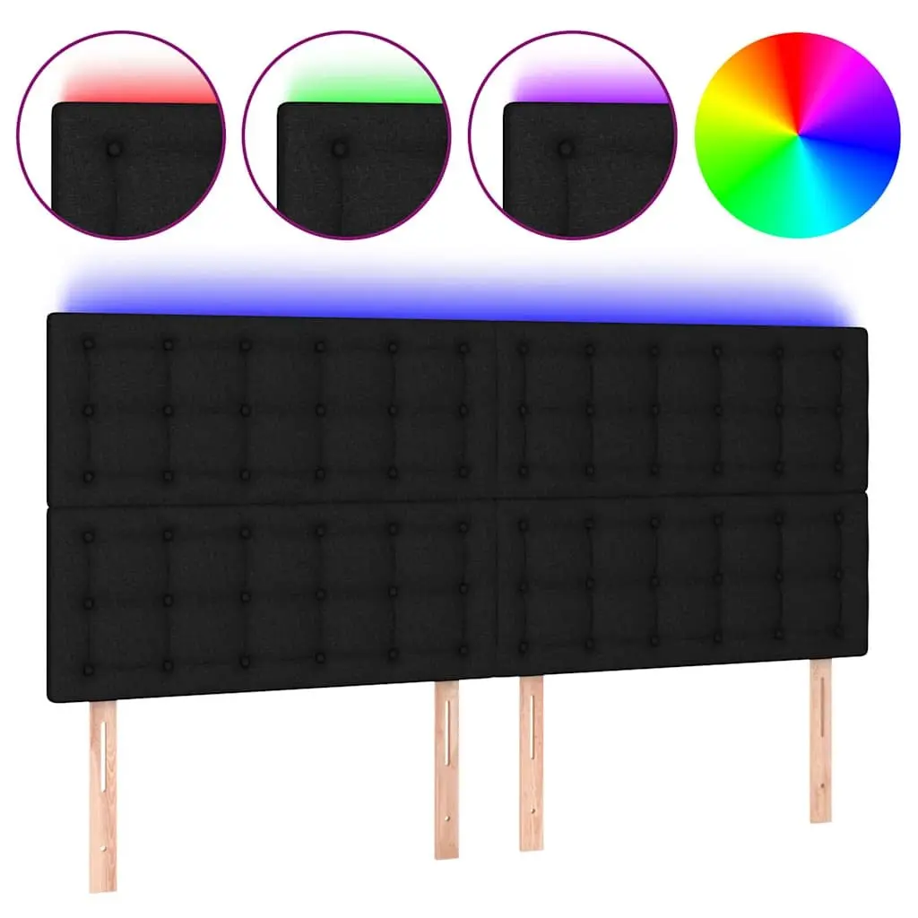 LED Headboard Black Fabric 200cm with Adjustable Height and Colourful LED Lighting