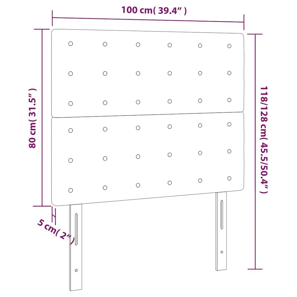 Adjustable Height LED Headboard Black Velvet 100cm with Colourful Lighting
