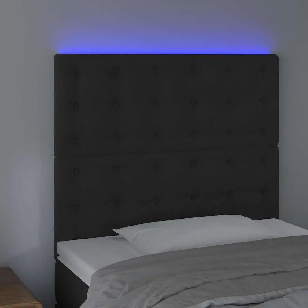 Adjustable Height LED Headboard Black Velvet 100cm with Colourful Lighting