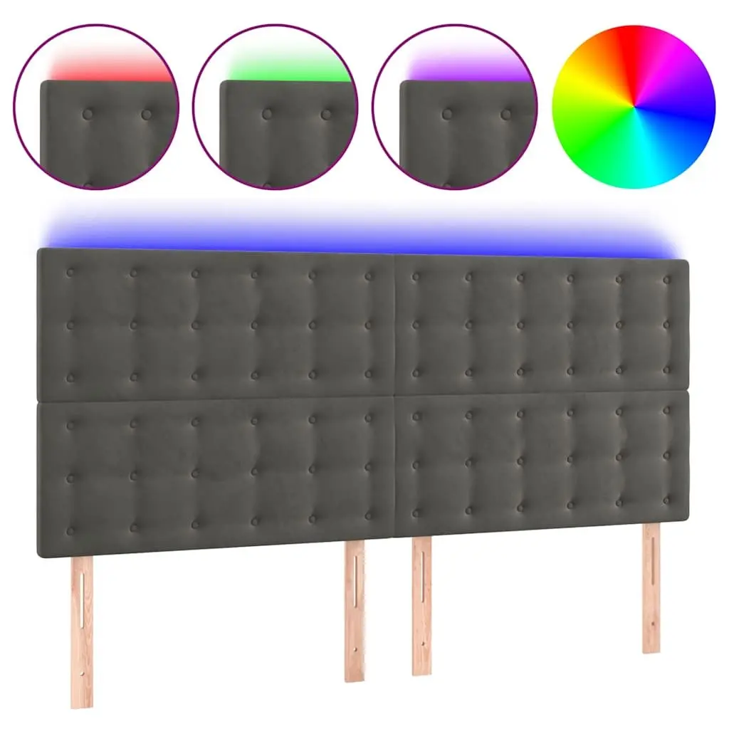 LED Headboard Grey Velvet 160 cm Modern Bedroom Furniture