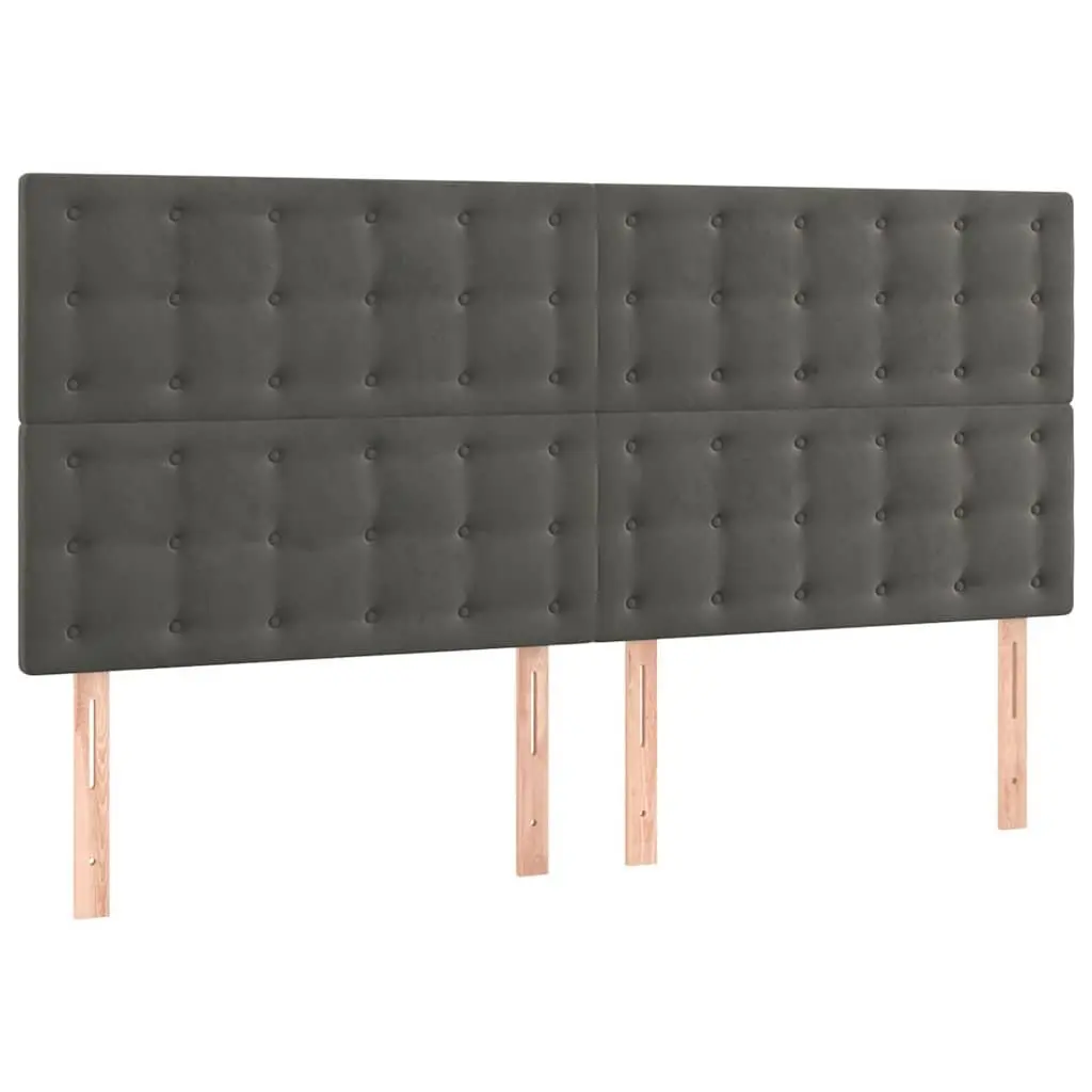 LED Headboard Grey Velvet 160 cm Modern Bedroom Furniture