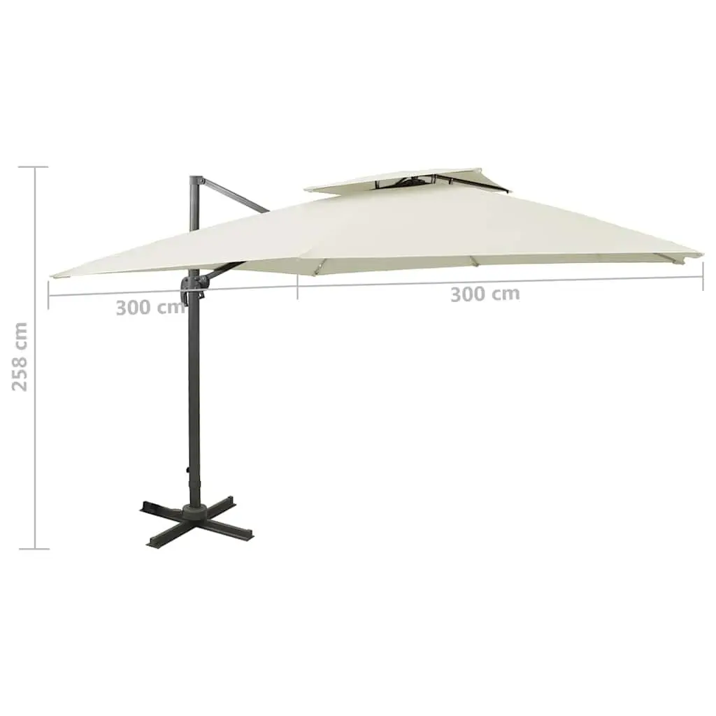 Cantilever Garden Parasol Double Top UV Protection 300x300cm