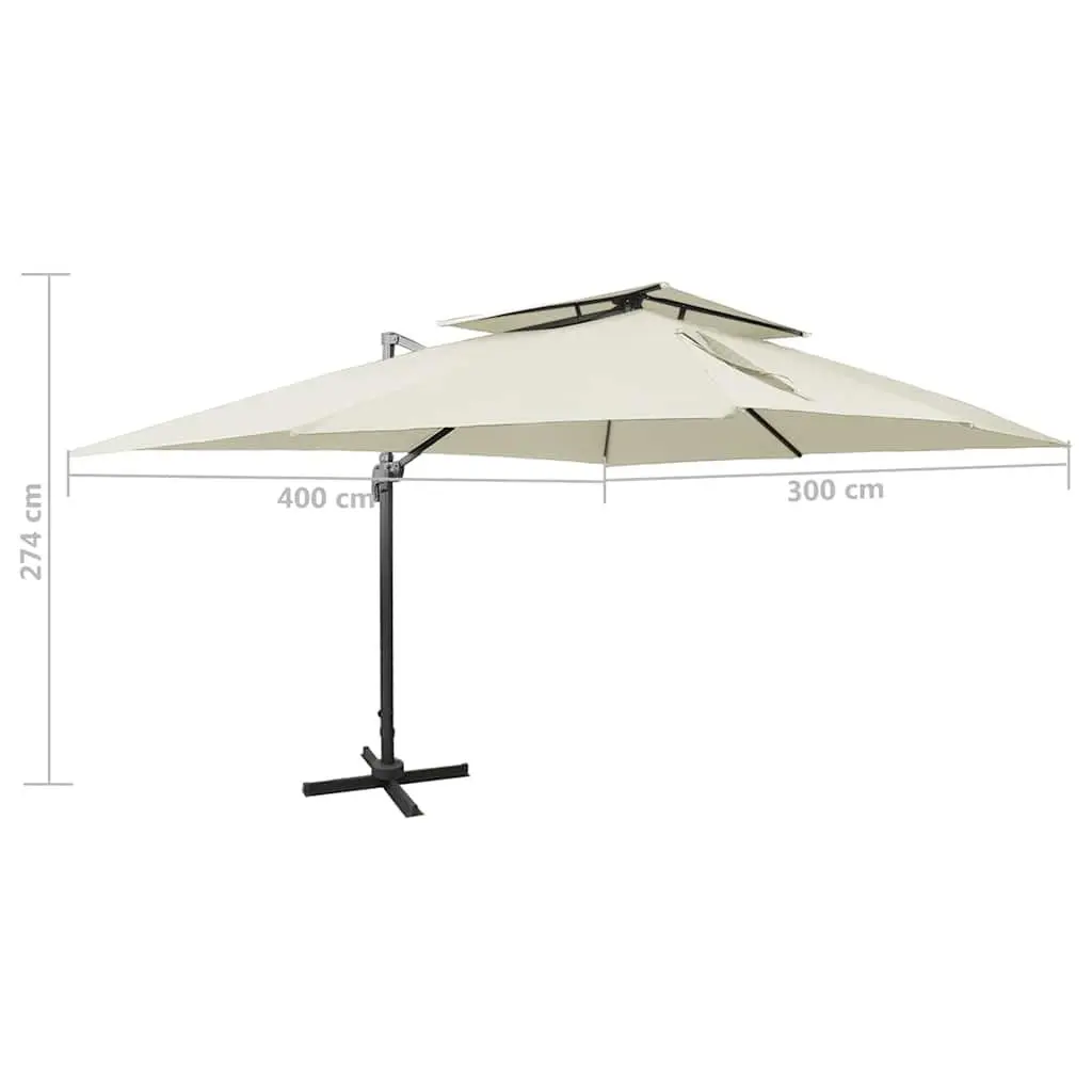 Cantilever Garden Parasol Double Top Canopy 400 x 300 cm