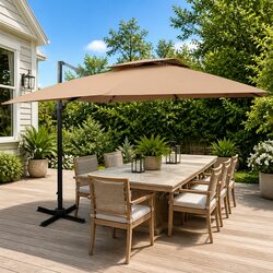 Versatile Cantilever Garden Parasol - 300x300 cm Taupe