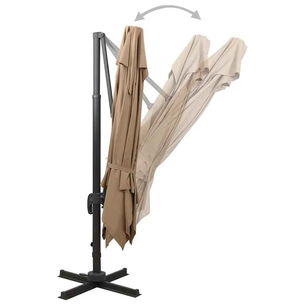 Cantilever Garden Parasol Double Top 300x300 cm Taupe