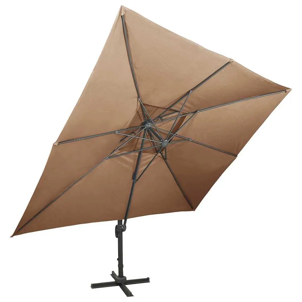 Cantilever Garden Parasol Double Top Taupe 400x300cm Outdoor Shade Umbrella