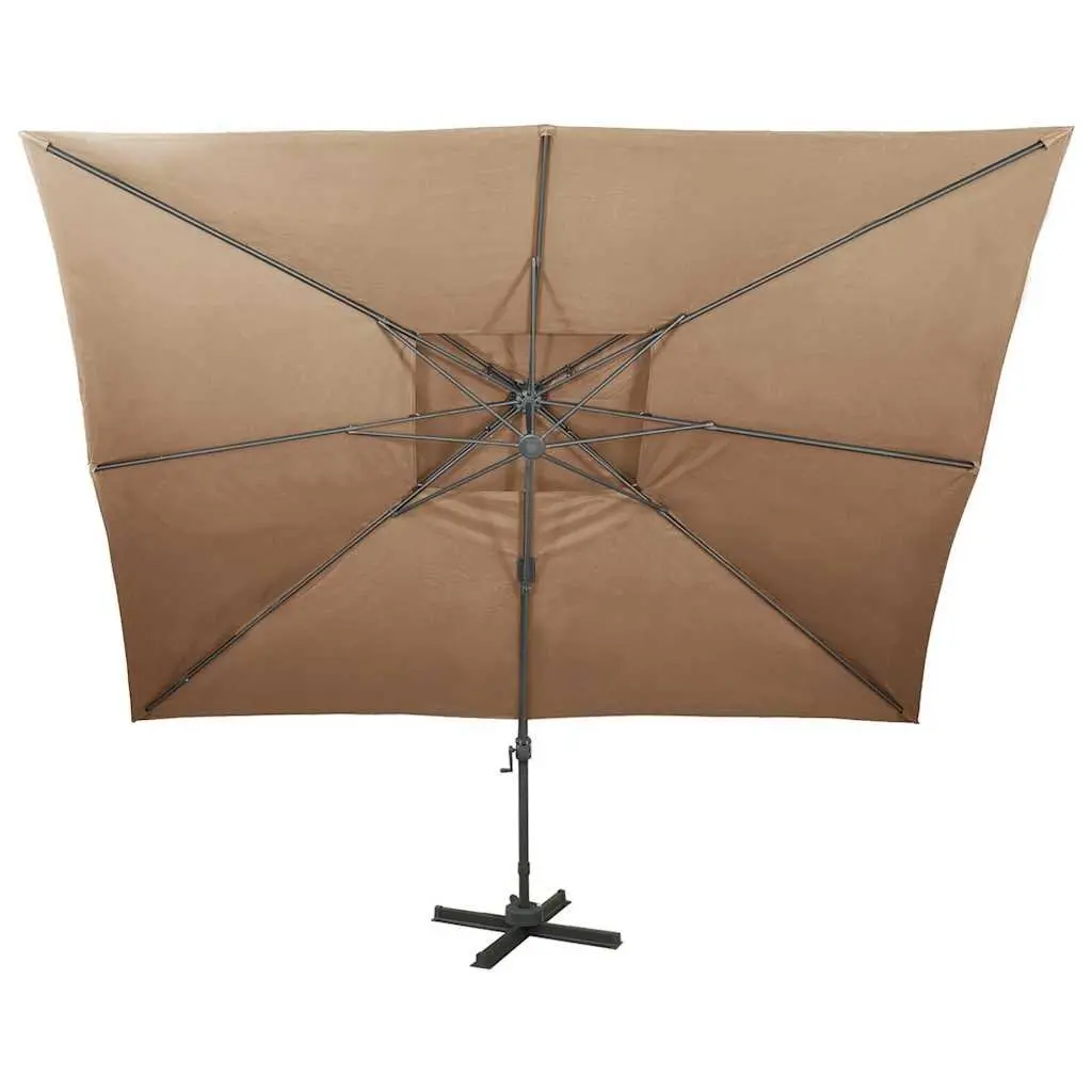 Cantilever Garden Parasol Double Top Taupe 400x300cm Outdoor Shade Umbrella