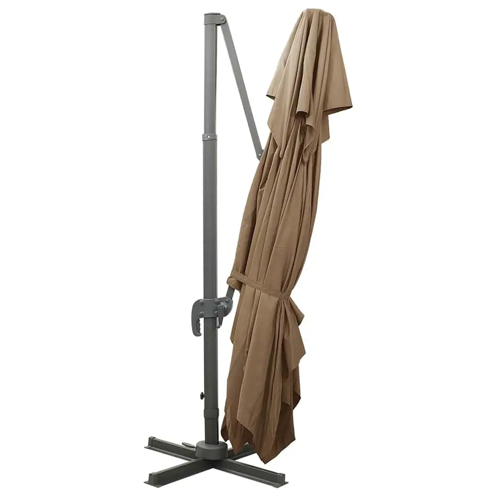 Cantilever Garden Parasol Double Top Taupe 400x300cm Outdoor Shade Umbrella