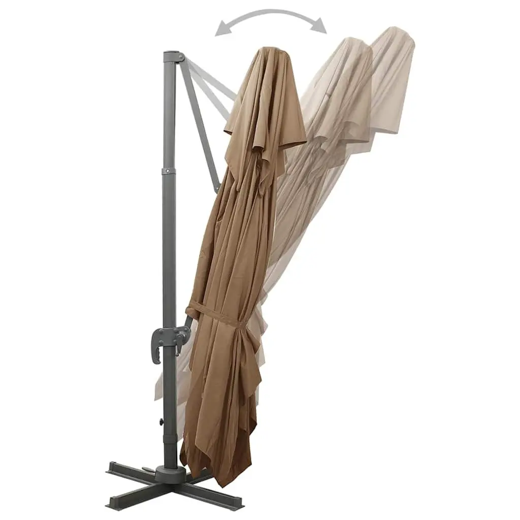 Cantilever Garden Parasol Double Top Taupe 400x300cm Outdoor Shade Umbrella