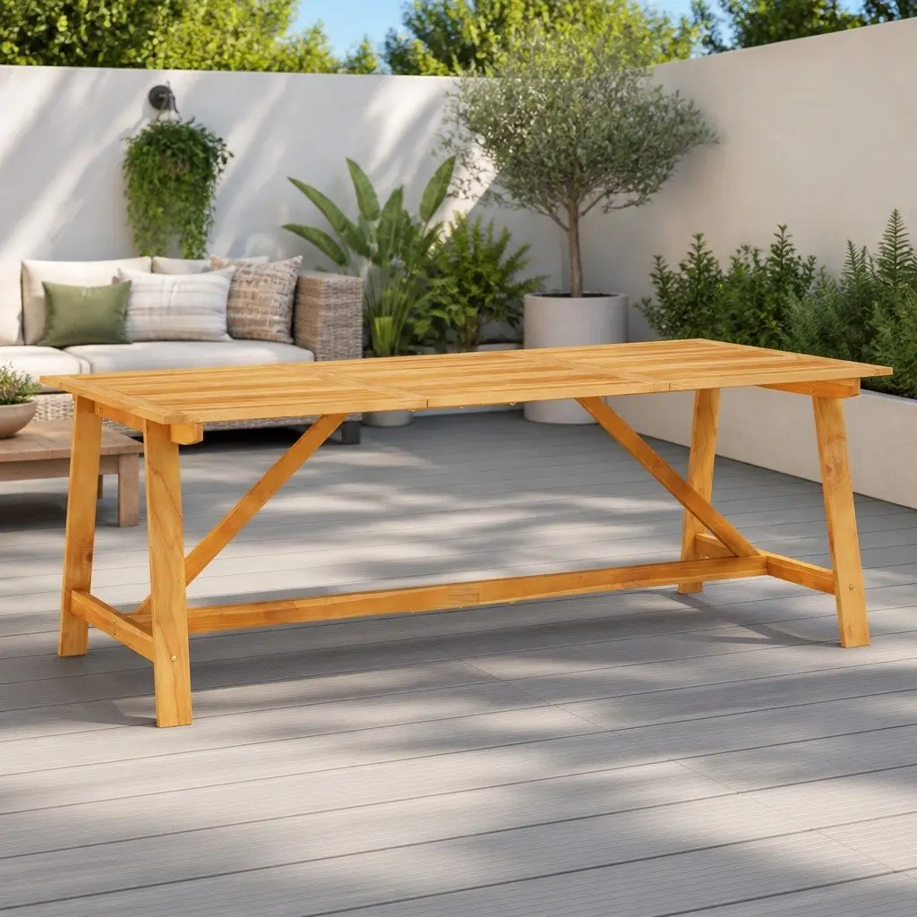 Solid Wood Garden Dining Table Durable 206x100x74 cm Outdoor Indoor Furniture