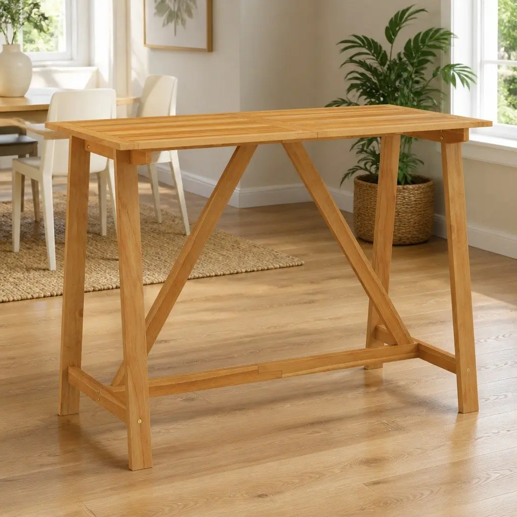 Garden Bar Table Solid Acacia Wood 140x70x104 cm Indoor Outdoor Furniture