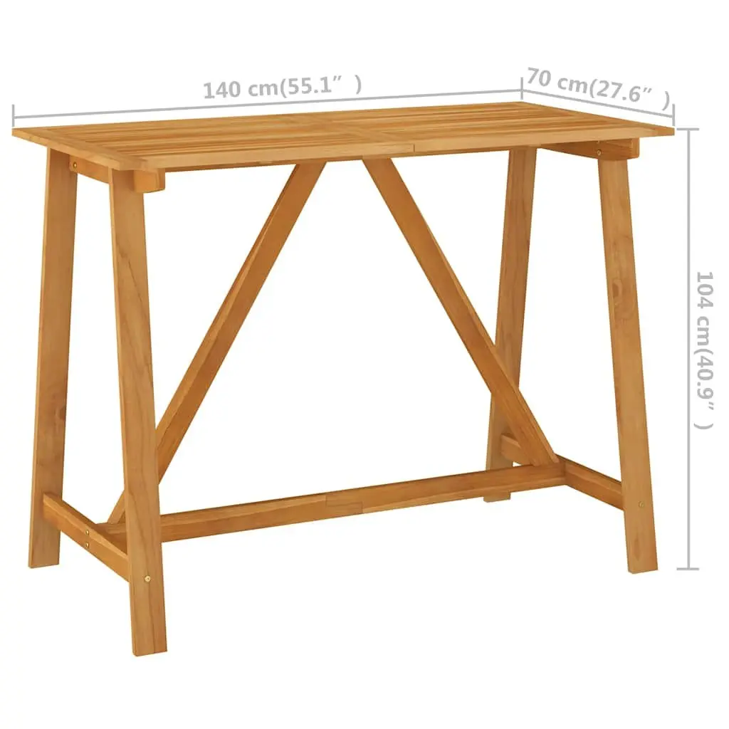 Garden Bar Table Solid Acacia Wood 140x70x104 cm Indoor Outdoor Furniture