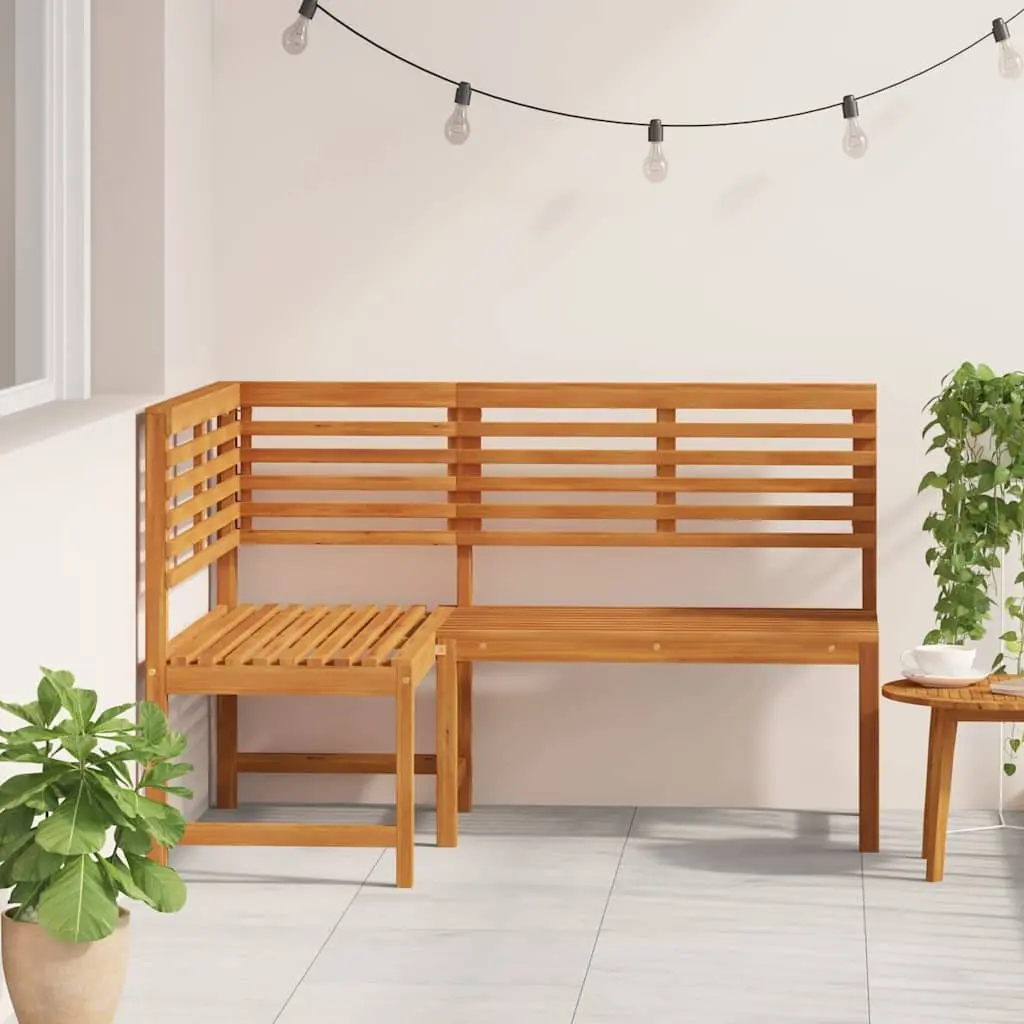 Garden Corner Bench 140 cm Outdoor Sectional Seating Unit Wooden Frame