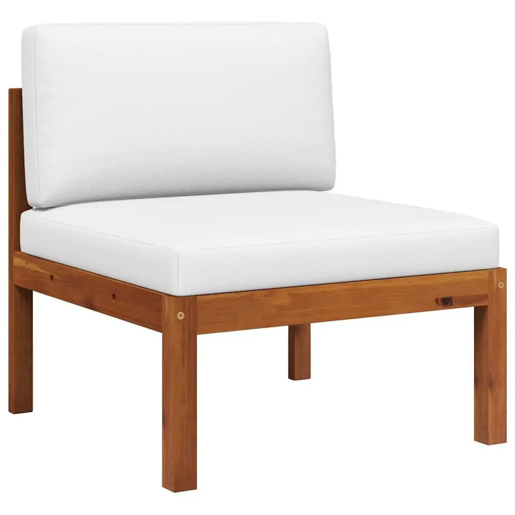 Garden Middle Sofa Modular Outdoor Sectional Seating Rope-Woven Backrest White
