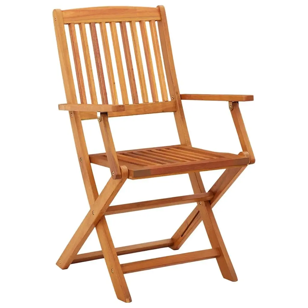 Folding Garden Chairs Set Eucalyptus Wood Weather-Resistant Brown 4 Piece