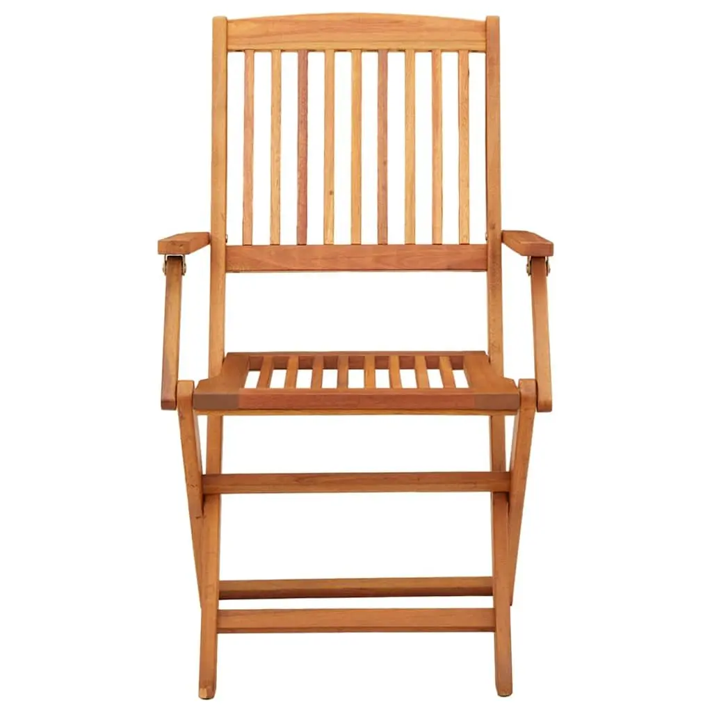 Folding Garden Chairs Set Eucalyptus Wood Weather-Resistant Brown 4 Piece