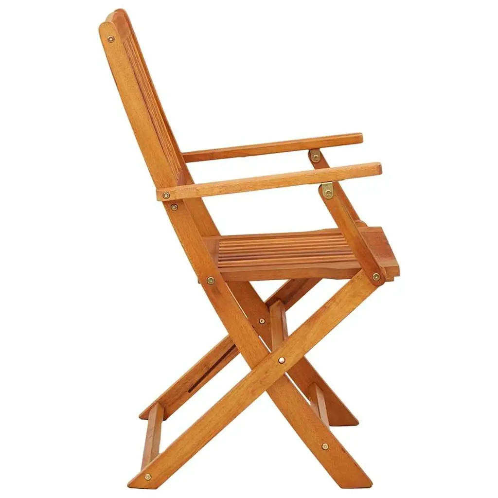 Folding Garden Chairs Set Eucalyptus Wood Weather-Resistant Brown 4 Piece