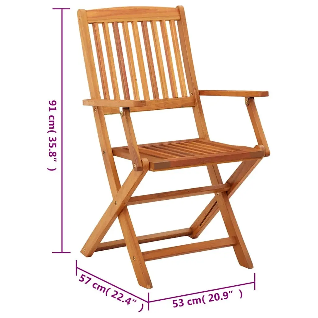 Folding Garden Chairs Set Eucalyptus Wood Weather-Resistant Brown 4 Piece