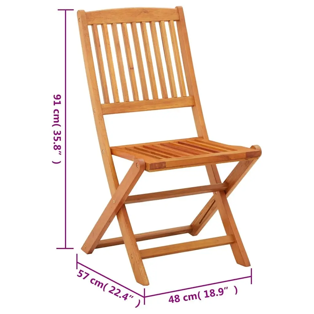 Folding Dining Chairs Set Eucalyptus Wood Brown 4 Piece